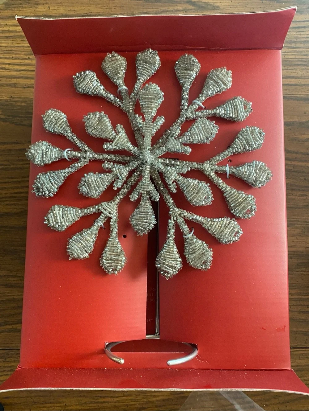 Pottery Barn Silver Beaded Snowflake Christmas Tree Topper New In Box